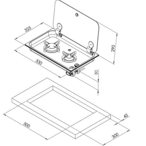 CAN 2 burner gas Hob